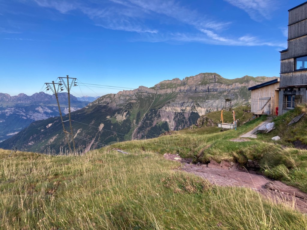 The cable car for goods, Spitzmeilenhütte, Switzerland with a mountain landscape. Photo by Helena J. /Abroadland
